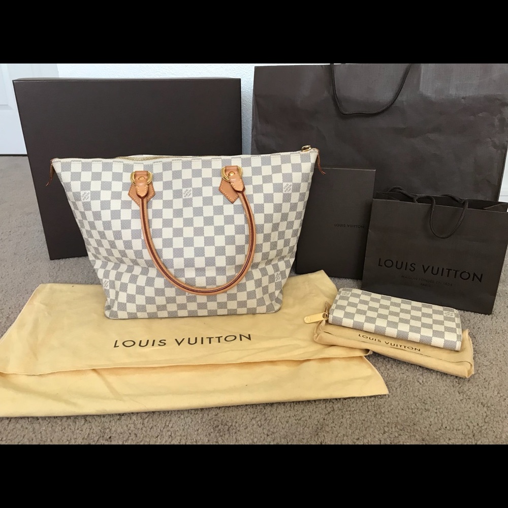 100% Authentic LV  Saleya Damier Azur Tote&wallet